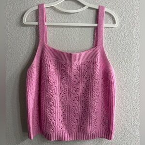 Lilly Pulitzer Pink Pointelle Knit Camisole Wool Blend Tank Top Woman XL